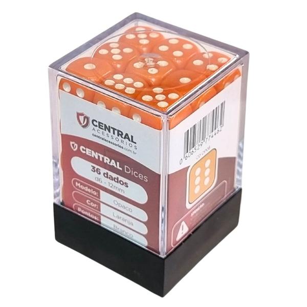 Imagem de Central Dice  36 d6 de 12mm: Opaco Laranja e Branco