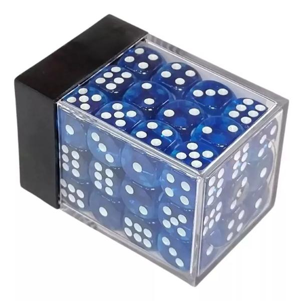 Imagem de Central Dices D6 12mm Translucido Azul Céu E Branco 36 Dados