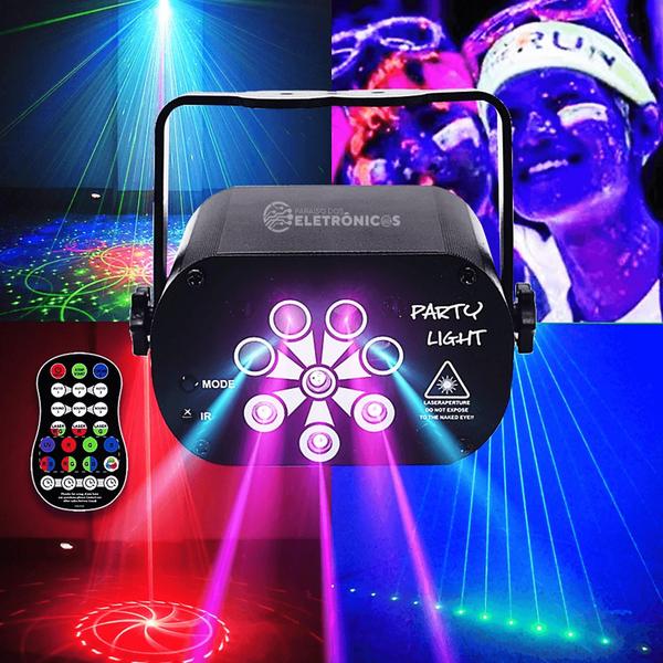 Imagem de Central Mini Laser Recarregável Discoteca Cores LED RGB 6mw Para Festa Party Light - 1948810