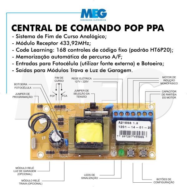 Imagem de Central Placa Ppa Original Pop Portão 1 Capacitor 2 Controles