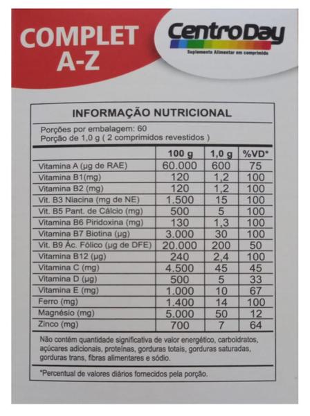 Imagem de Centro Day Complet A-Z 120Cáps. 500Mg Kit