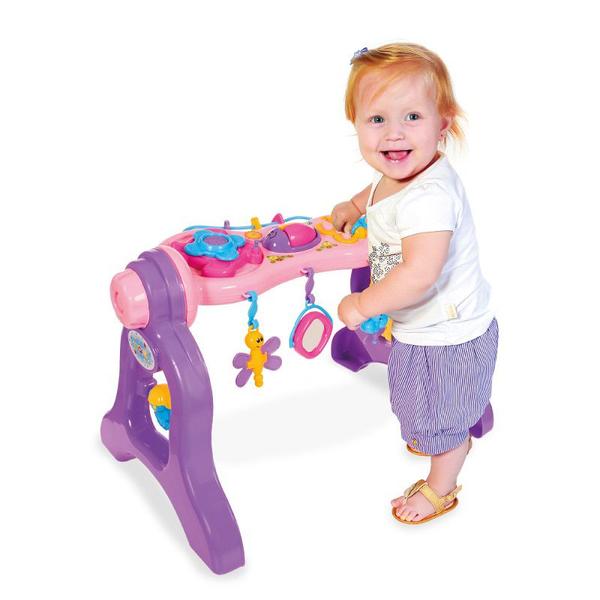Imagem de Centro De Atividades Play Gym Rosa Infantil Brinquedo para Bebê Com Som Maral