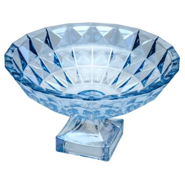 Imagem de CENTRO DE MESA CRISTAL C/PÉ DIAMANT AZUL ISTA 32x19cm