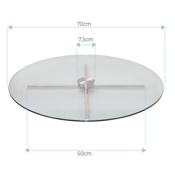 Imagem de Centro De Mesa Giratório Vidro 10Mm Inox304 Premium 70Cm