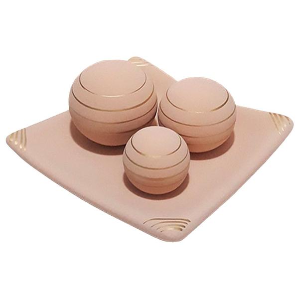 Imagem de Centro de Mesa Prato 3 Esferas em Cerâmica Fosca Decor - Rose Gold