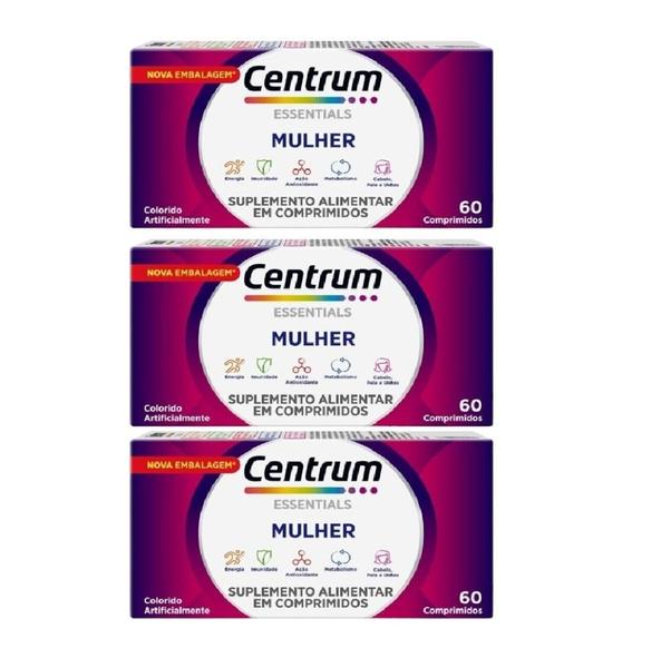 Imagem de Centrum Essentials Mulher Com 3 Cx De 60 Comprimidos Cada