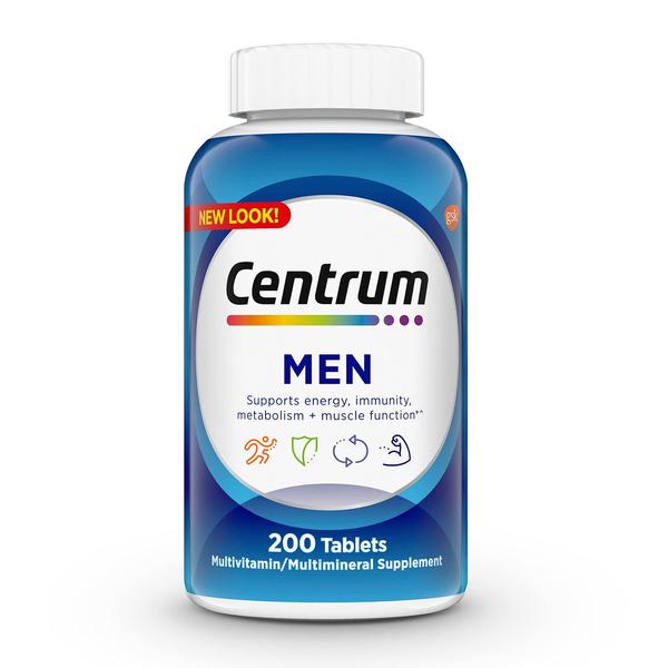 Imagem de Centrum Multivitamin para homens, suplemento multivitamínico/multimineral com vitamina D3, vitaminas b e antioxidantes, ingredientes sem glúten, não transgênicos - 200 contagem