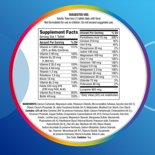 Imagem de Centrum Multivitamin para homens, suplemento multivitamínico/multimineral com vitamina D3, vitaminas b e antioxidantes, ingredientes sem glúten, não transgênicos - 200 contagem