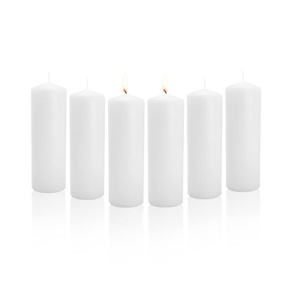 Imagem de Cera branca sem perfume Pillar Candles Royal Imports de 3 x 9 polegadas (conjunto de 6)