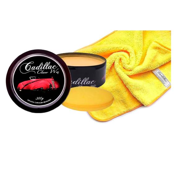 Imagem de Cera Cadillac Cleaner Wax 300g Proteção Brilho Com Flanela