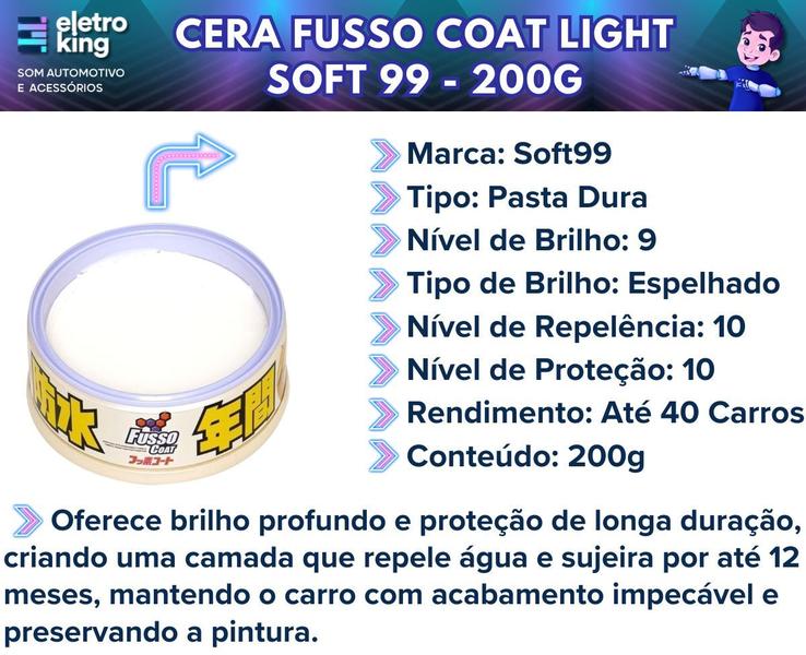 Imagem de Cera Fusso Coat Light 200g + 02 Restaurador Nano Hard Soft99