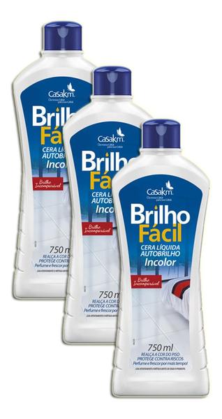 Imagem de Cera Líquida Brilho Fácil Incolor Ponte Grande Kit 3