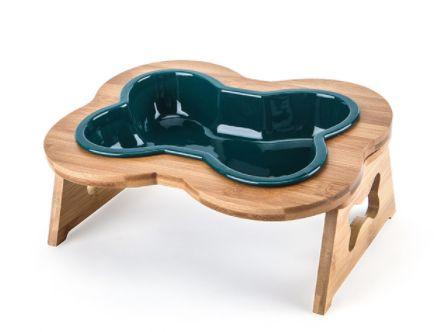 Imagem de Cerâmica Pet Dog Cat Water Eating Bowl For Small Large Dogs Puppy Cat Drinking Feeder Pet Supplies Bone Shape With Wooden Stand Alimentação de cães