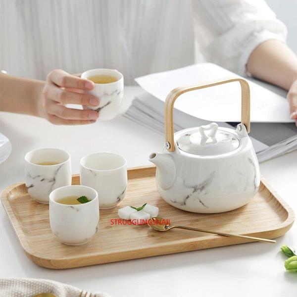 Imagem de Cerâmis artesanais Bule grande estilo nórdico 800ml cerimônia de chá resistente ao calor Definir pote flor set Puer Kettle Office Home Tool Jarros