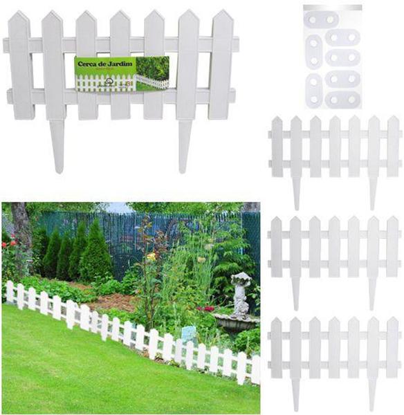 Imagem de Cerca decorativa de plastico para jardim branco com 3 pecas 40,5x19cm - GLOBOPLASTIC