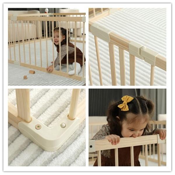 Imagem de Cercadinho para bebês Smilebaby Wood Large com portão para bebês em ambientes internos