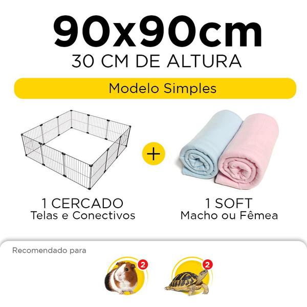 Imagem de Cercado 90x90x30 Branco com Soft Macho Malha 2,5x15cm