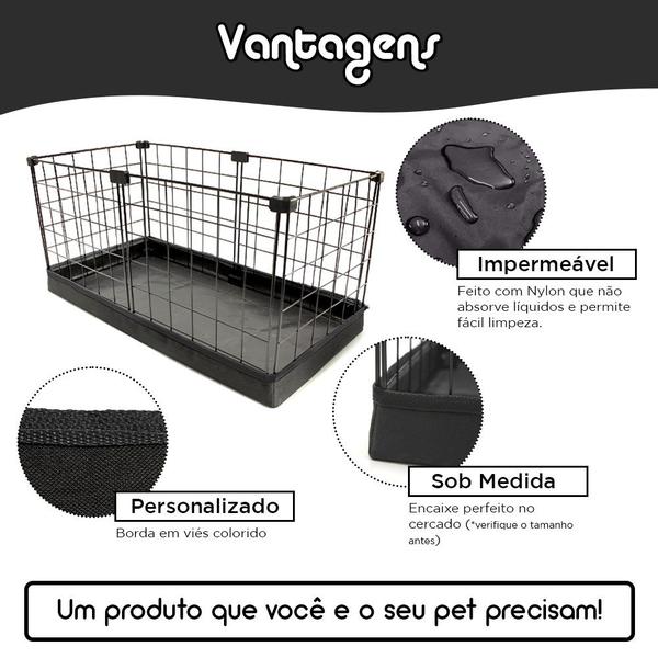 Imagem de Cercado Aramado Porquinho da Índia 30x120 Cm Preto com Bandeja Higiênica Impermeável