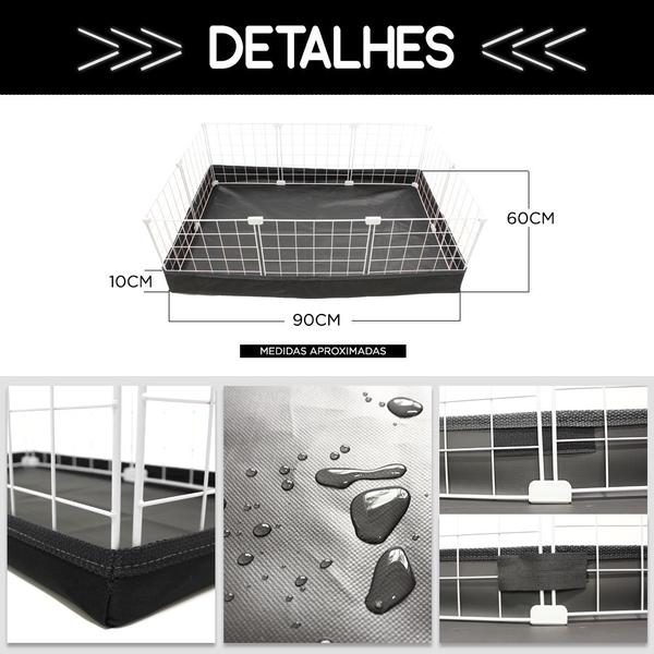 Imagem de Cercado Aramado Porquinho da Índia 60x90 Cm Branco com Bandeja Higiênica Impermeável