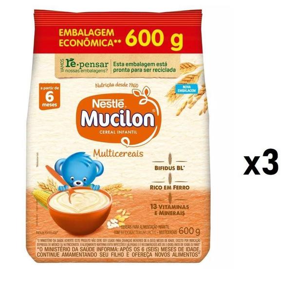 Imagem de Cereais Infantil Nestlé Mucilon Multicereais 600 G- Kit 3Un