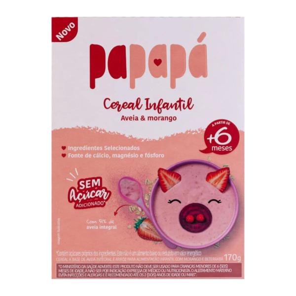 Imagem de Cereal Infantil Aveia E Morango Sem Açúcar +6 Meses 170g Papapá