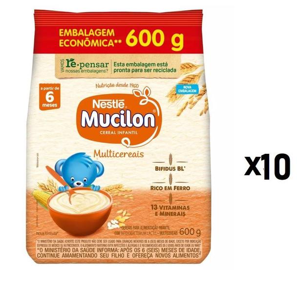 Cereal Infantil MUCILON Multicereais 600g- kit 10un - Nestle Imagem de Cereal Infantil MUCILON Multicereais 600g- kit 10un