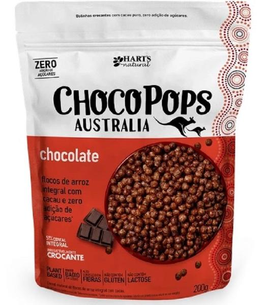 Imagem de Cereal Matinal Saudável ChocoPops Australia Sabor Chocolate de 200g Harts Natural Kit com 03 unidades 