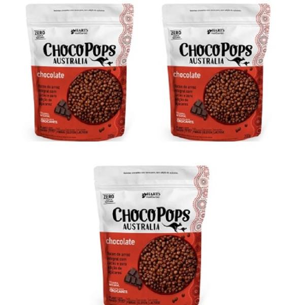 Imagem de Cereal Matinal Saudável  ChocoPops Australia Sabor Chocolate de 200g-Kit -03 Unidades-Hart's Natural