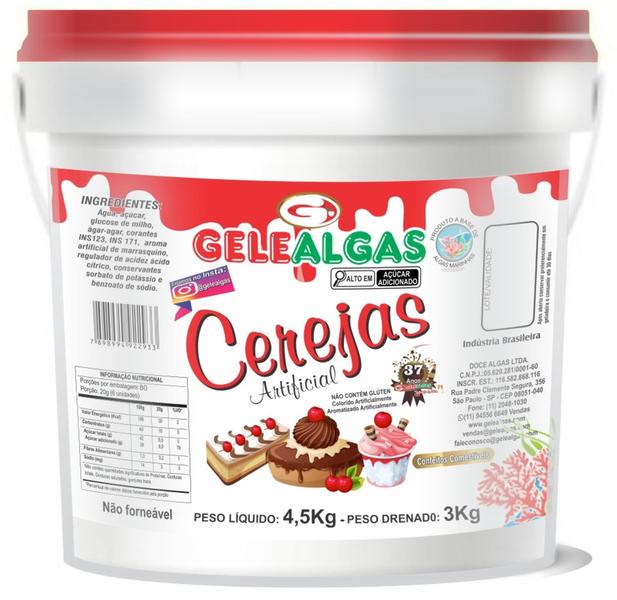 Cereja em calda artificiais 4,5kg Gelealgas Imagem de Cereja em calda artificiais 4,5kg Gelealgas