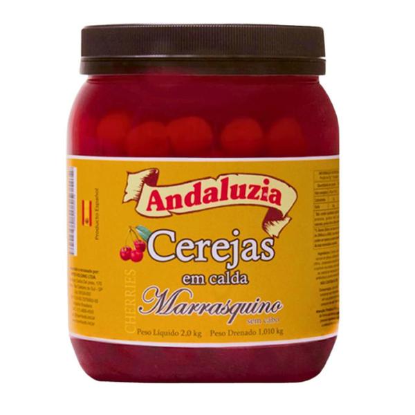 Cereja Em Calda Premium Marrasquino Sem Cabo 2,0 Kg - Andaluzia Imagem de Cereja Em Calda Premium Marrasquino Sem Cabo 2,0 Kg