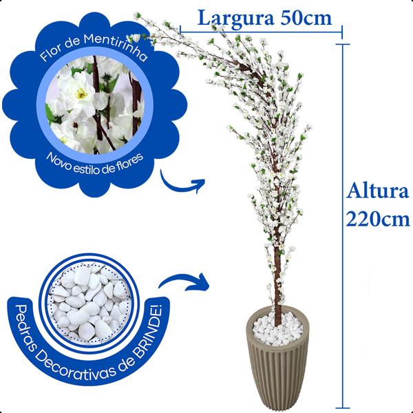 Imagem de Cerejeira Artificial Curva Sakura Branca Grande Vaso Decoração