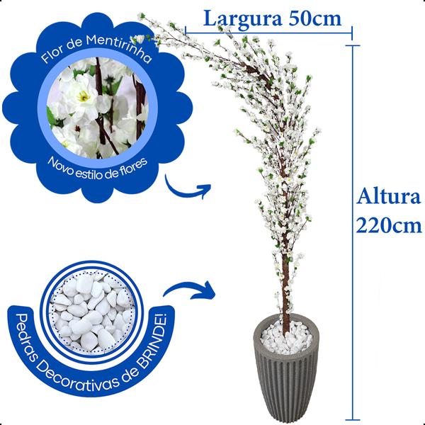 Imagem de Cerejeira Artificial Curva Sakura Branca Grande Vaso Decoração