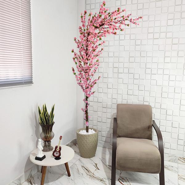 Imagem de Cerejeira Artificial Curva Sakura Rosa Bebe Grande Vaso Decoração