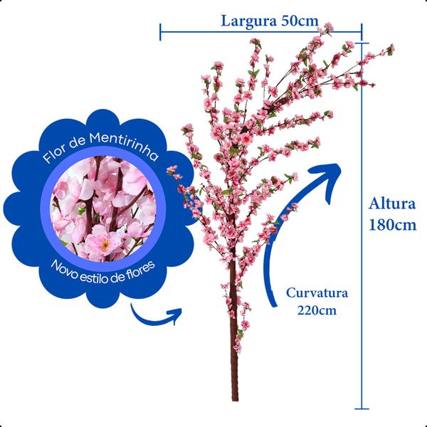 Cerejeira Curvada Cores Árvore Artificial Sem Vaso - Flor de Mentirinha Imagem de Cerejeira Curvada Cores Árvore Artificial Sem Vaso
