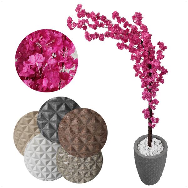 Imagem de Cerejeira Japonesa Artificial Curvada Pink Grande Vaso Decorativo