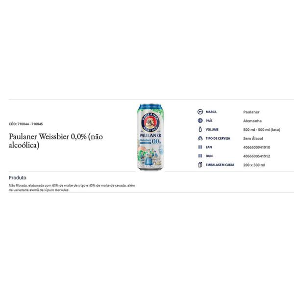 Imagem de Cerveja Alemã Paulaner Weissbier 0,0% Álcool 500Ml