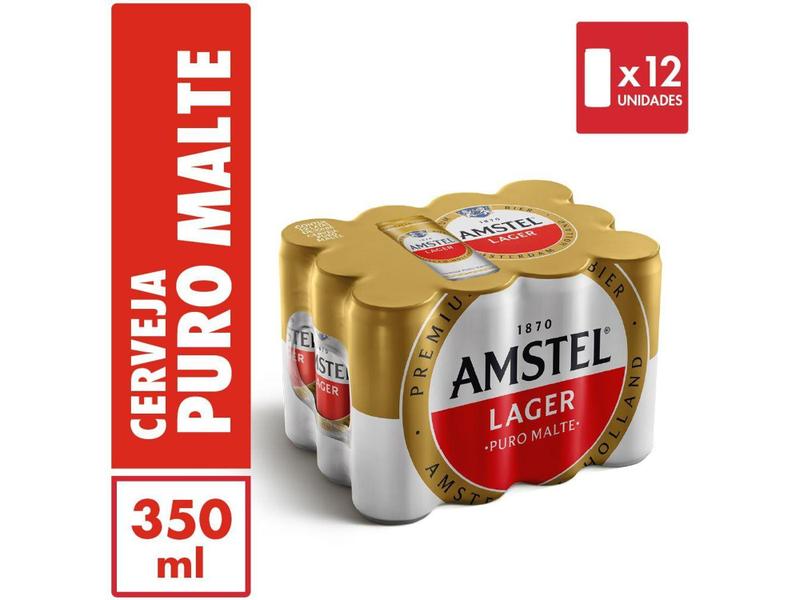 Imagem de Cerveja Amstel Lager Puro Malte 12 Unidades - Lata 350ml