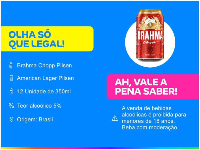 Imagem de Cerveja Brahma Chopp Lager Pilsen 12 Unidades - 350ml