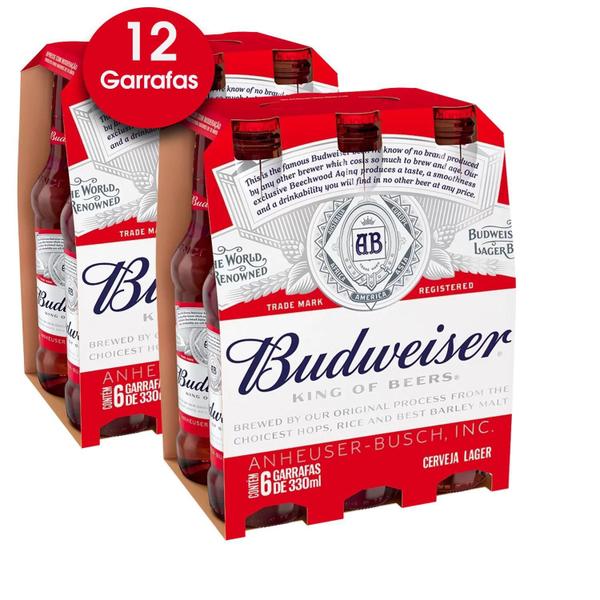 Imagem de Cerveja Budweiser One Way Garrafa 330Ml (12 Garrafas)