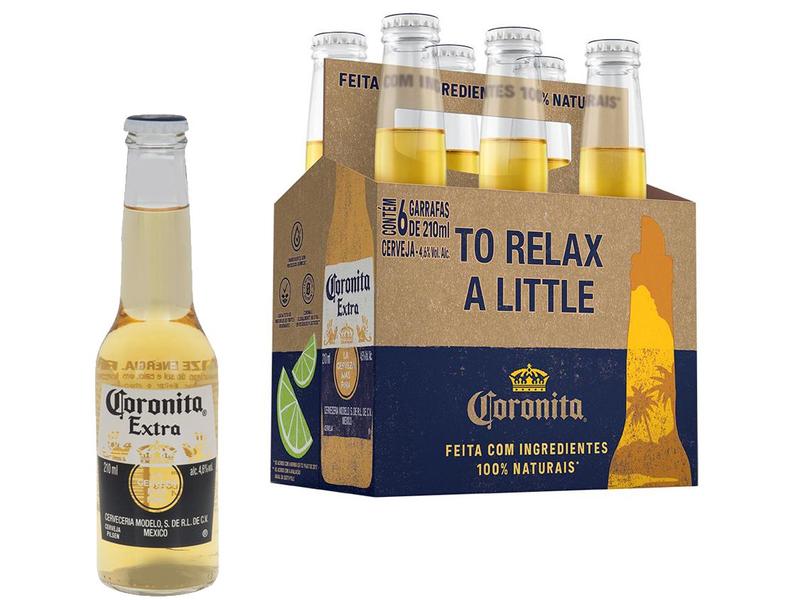 Cerveja Corona Coronita Extra Lager 6 Unidades - 210ml Cerveja Corona Coronita Extra Lager 6 Unidades - 210ml