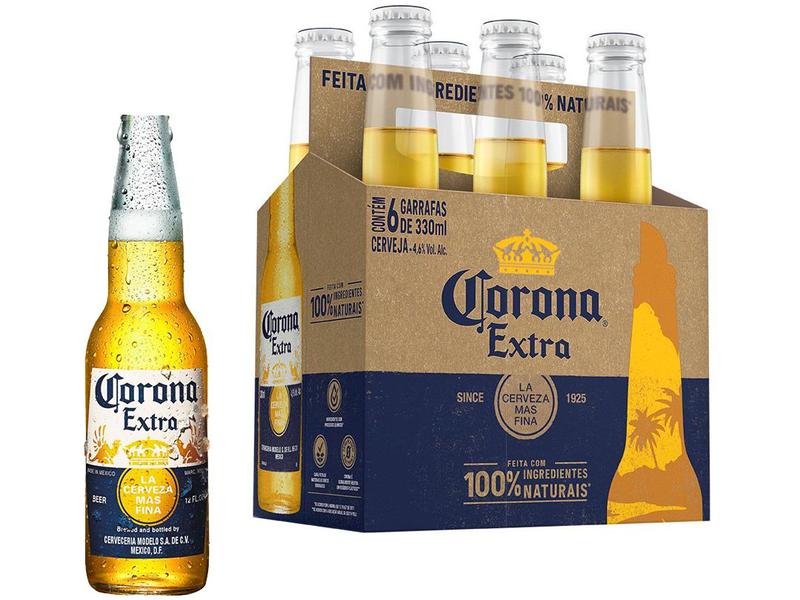 Cerveja Corona Extra Lager 6 Unidades - 330ml Cerveja Corona Extra Lager 6 Unidades - 330ml