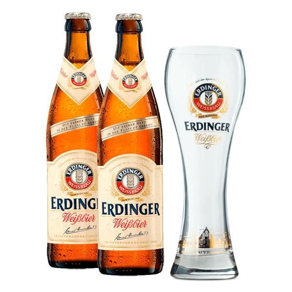 Imagem de Cerveja Erdinger Weissbier 500Ml 2 Unidades + Copo Erdinger