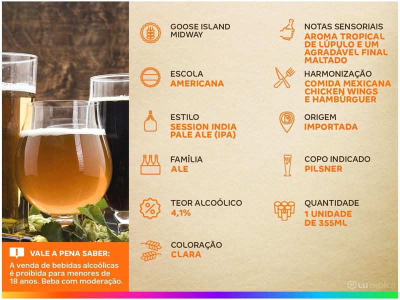 Imagem de Cerveja Goose Island Midway Puro Malte IPA - Ale Long Neck 355ml