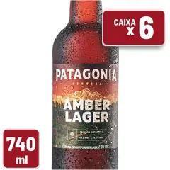 Imagem de Cerveja Patagonia Amber Lager Nacional Descartável 740ml Caixa c/ 6 un 1x6 Unidades  740ml GARRAFA