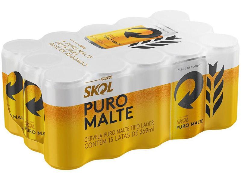 Imagem de Cerveja Skol Puro Malte Lager 269ml - 15 Unidades