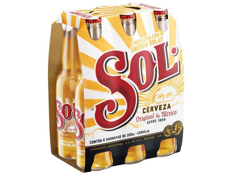 Imagem de Cerveja Sol Premium Puro malte Pilsen  - 6 Unidades Long Neck 330ml