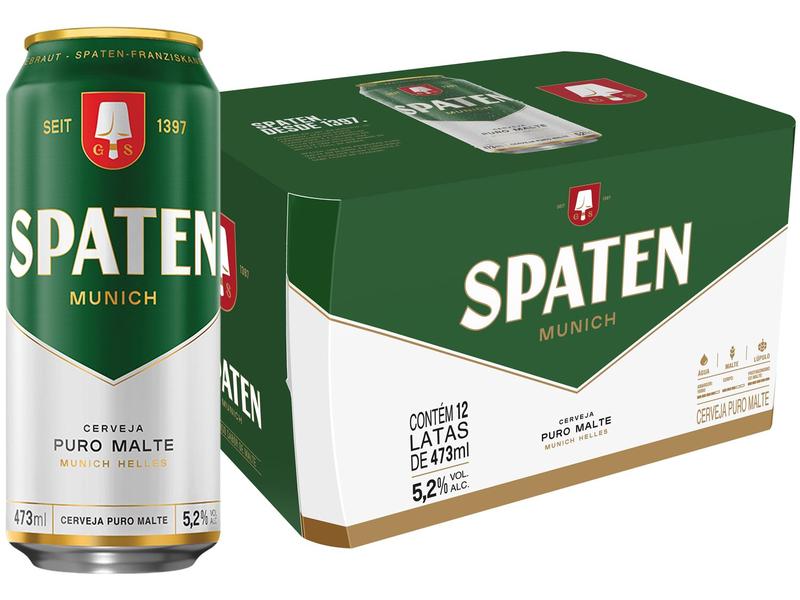 Cerveja Spaten Munich Puro Malte 12 Unidades Lata 473ml Cerveja Spaten Munich Puro Malte 12 Unidades Lata 473ml
