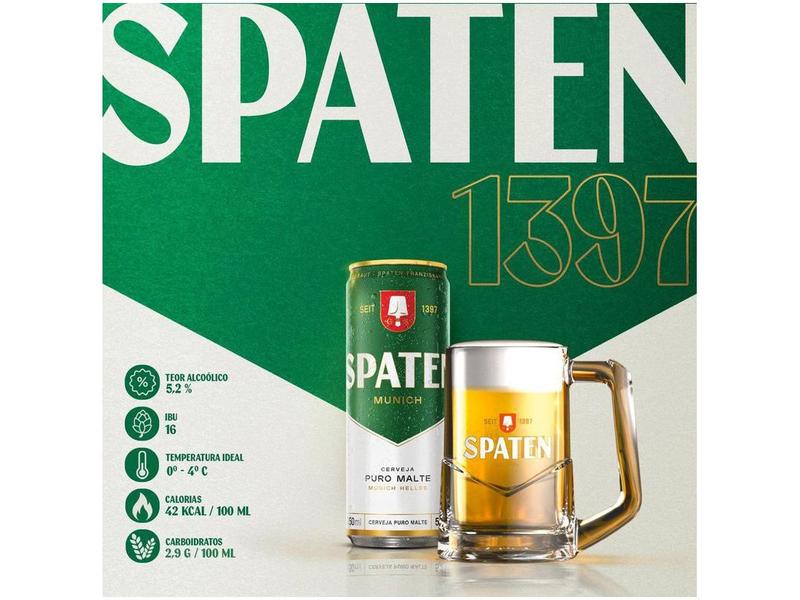Cerveja Spaten Puro Malte Munich Helles Lager - 12 Unidades Lata 350ml Imagem de Cerveja Spaten Puro Malte Munich Helles Lager