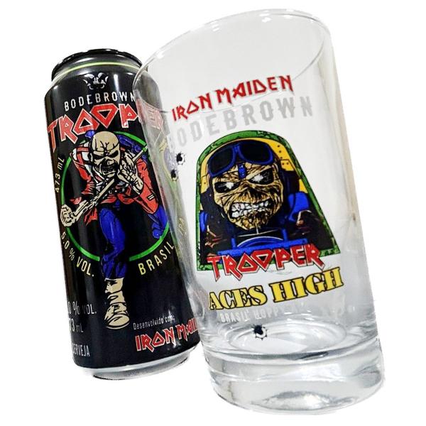 Imagem de Cerveja Trooper Iron Maiden Ipa lata 473ml + Copo Aces High Caldereta 350ml Original Bodebrown