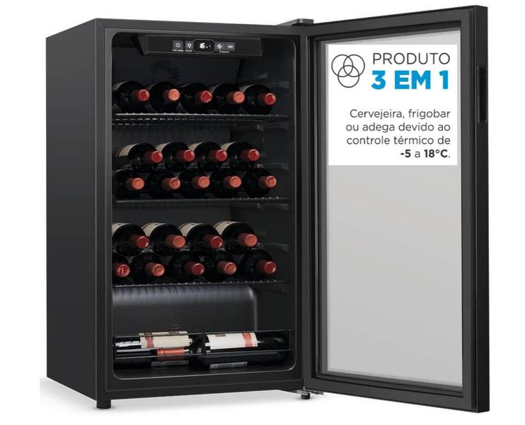 Imagem de Cervejeira + Adega 220V 96L Preto Midea BCA10P2 - Controle Total da Temperatura - Mais Facilidade Para Armazenar e Gelar Suas Bebidas!